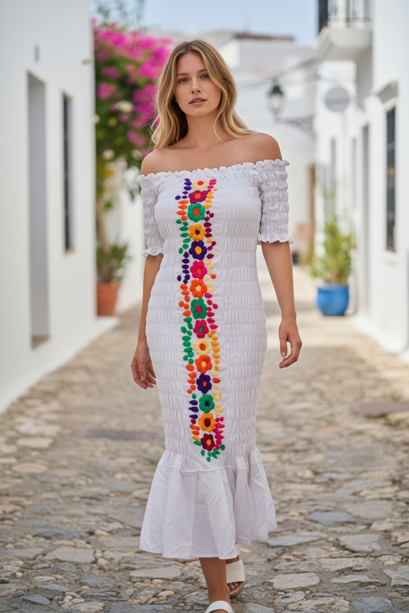 Vestido Sirena para mujer | Azul y Blanco – Talla chica | NAWI